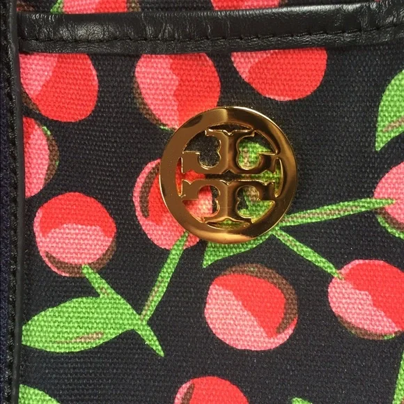 Tory Burch Navy and Cherry Print Satchel